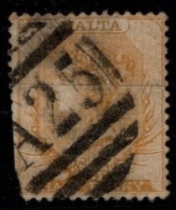 1863 Malta Scott #- 1 One Half Penny Queen Victoria Used Small Corner Tear