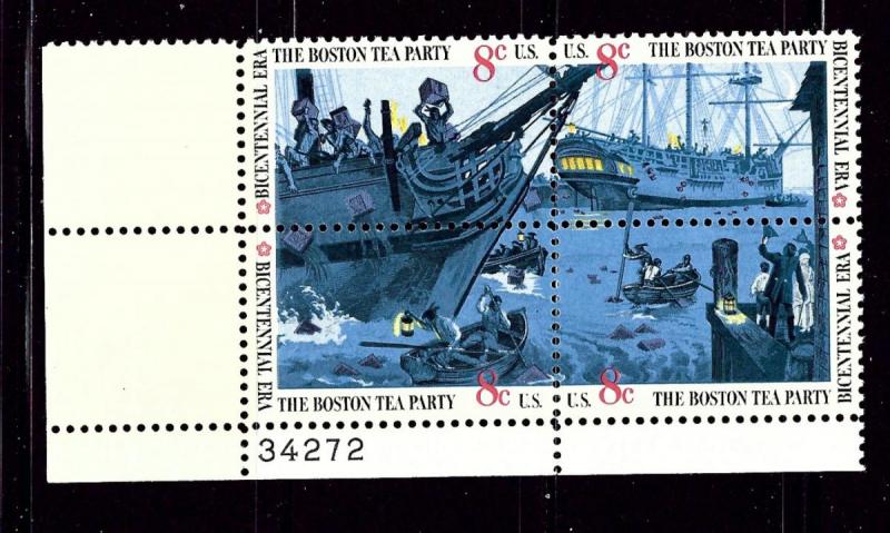 U.S. 1483a MNH 1973 Boston Tea Party Zip Code Block