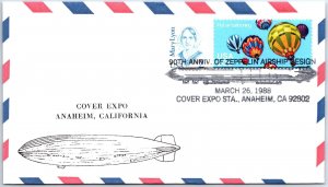 US SPECIAL EVENT COVER 90th ANNIVERSARY ZEPPELIN AIRSHIP DESIGN COVER EXPO '88