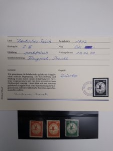 XL item Germany 1912 Rhein am Main airmails Michel I-III MNH w/cert PY: CV $230