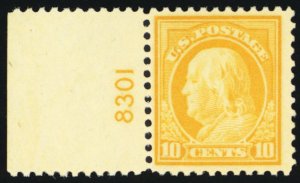 510, Mint NH 10¢ With PL#  Nice Looking Stamp! SCV $34.00