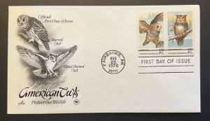 AMERICAN OWLS AUG 26 1978 FAIRBANKS AK FIRST DAY COVER (FDC) BX2A1