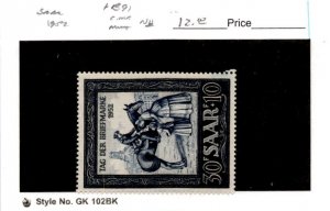 Saar -Germany, Postage Stamp, #B91 Mint NH, 1952 Postrider Horse (AB)