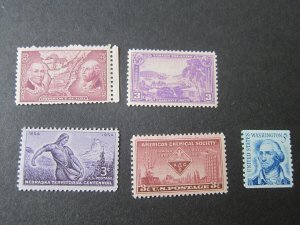 United States 1937 Sc 795,802,1002,1060,1304 MNH