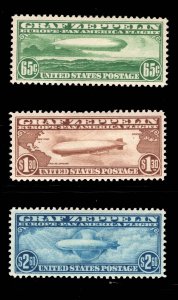 MOMEN: US STAMPS # C13-C15 GRAF ZEPPELIN MINT OG H VF $1,080 LOT #18905-36