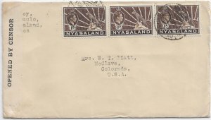 Malmulo Nyasaland to McClave, CO 1940 Nyasaland censor Ty IIA, Sc 7 (C5551)