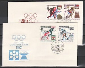 Czechoslovakia, Scott cat. 1791-1794. Olympics issue. 2 First day covers. ^