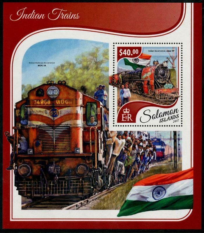 HERRICKSTAMP NEW ISSUES SOLOMON ISLANDS Sc.# 2402 Indian Trains Souvenir Sheet