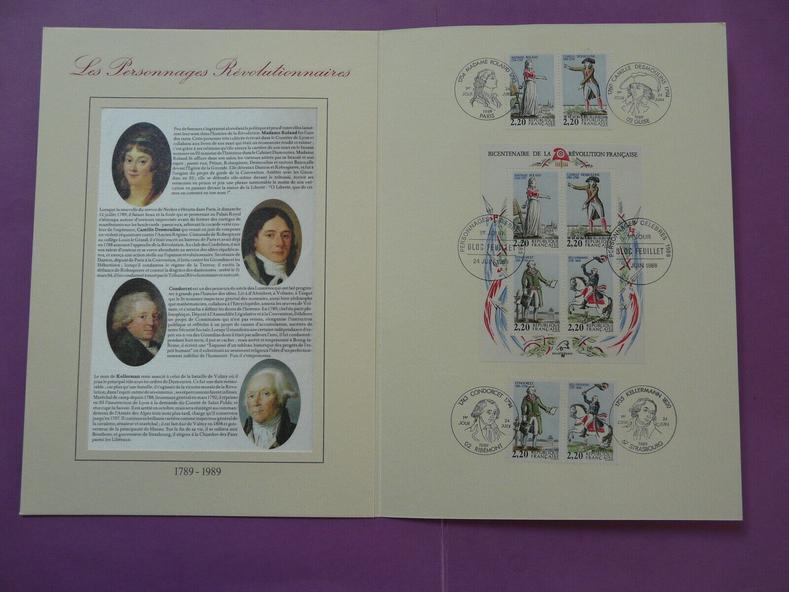 French Revolution Leaders Miniature Sheet FDC Folder 1989 Europe French Revolution Leaders Miniature Sheet FDC Folder 1989 Europe