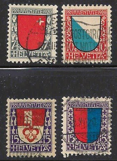 Switzerland B14 thru B17  CV $75 Early Issues.....Nice!!