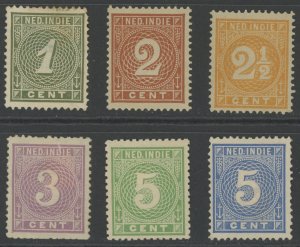 Netherlands Indies 17-22 * mint HR (17 thin, 21 no gum) (2306B 190)