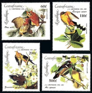 Central African 1985 Lovely Birds by Audubon, Bicentenary (4v Cpt) MNH CV$12