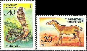 Turkmenistan 1992 Wild fauna Set of 2 stamps MNH