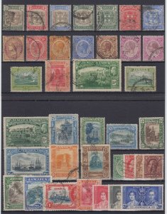 BC JAMAICA 1903-1953 GROUP OF 64 STAMPS ON CARDS KEY VALUES & BETTER ITEMS