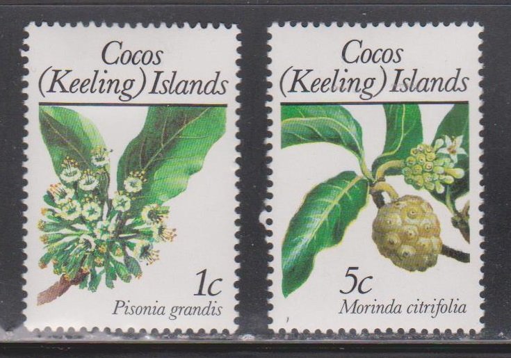 COCOS (KEELING) ISLANDS Scott # 183, 185 MH - Flowers