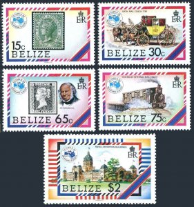 Belize 726-730,731,MNH.Mi 756-760,Bl64. AUSIPEX-1984.Coach,Train,Bridge,Kangaroo