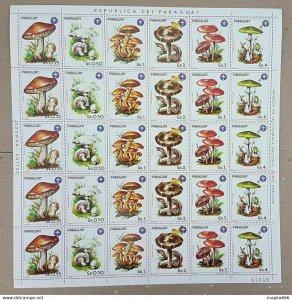 1984 Paraguay Flora Nature Mushrooms Michel 56 Eu Big Sh Folded In 2 ** Ec126