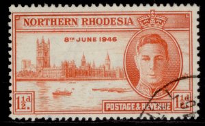 NORTHERN RHODESIA GVI SG46a, 1½d red-orange, FINE USED. PERF 13½