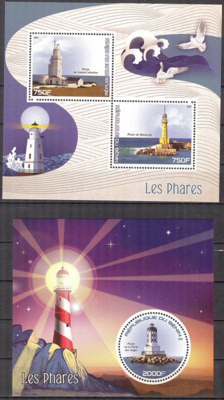 Benin 2017 Architecture Lighthouses 2 S/S MNH