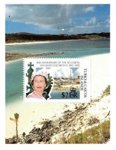 Turks and Caicos 1992 - Queen Elizabeth - Souvenir Stamp Sheet - Scott#986 - MNH