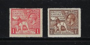 GREAT BRITAIN SCOTT #185-86 1924 BRITISH EMPIRE EXHIBITION- MINT HINGED/LH