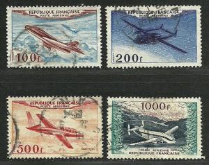 FRANCE 1954  Fine Used Hinged Air Post Stamps Scott # C29-C32 Retail 29.00$