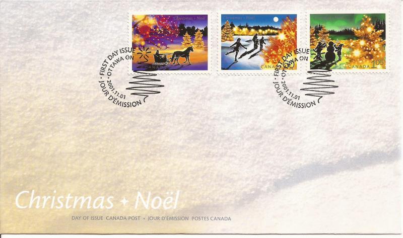 2001 Canada FDC Sc 1922-4 - Christmas Lights