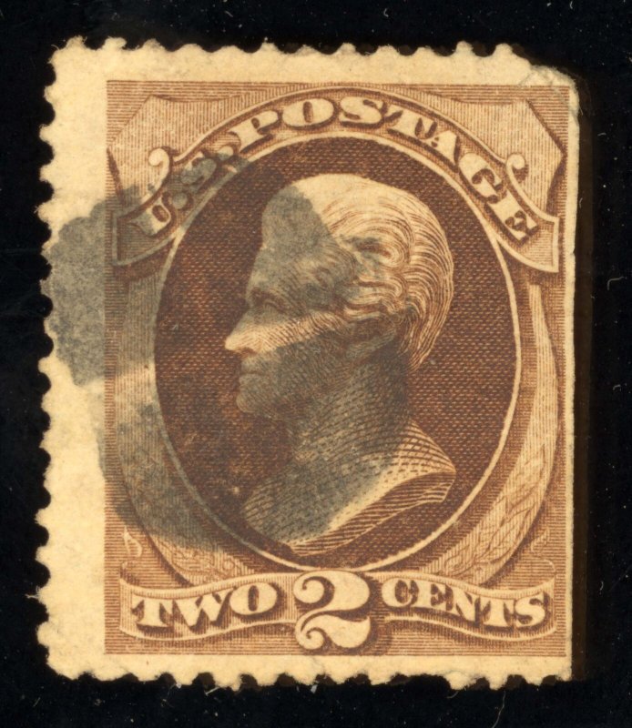 US Scott 157 Used 2c brown Thomas Jefferson, w/ Secret Mark Lot T955 bhmstamps