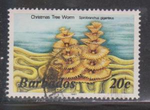 BARBADOS Scott # 645a Used - Marine Life - Christmas Tree Worm