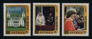 Antigua 797,9,803,6 MNH Princess Diana 21st Birthday gold o/p