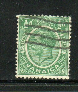 JAMAICA #101  1927  1/2p  KING GEORGE V       F-VF  USED  e