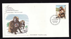 Flora & Fauna of the World #138b-stamp on FDC-Animals-Gelda Baboon-Guinea-Bis