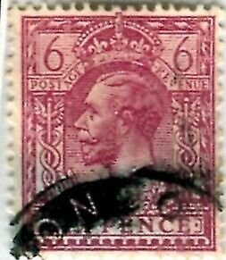 GB 1924 6d SG 426 Used KGV (002953) DEEP PURPLE