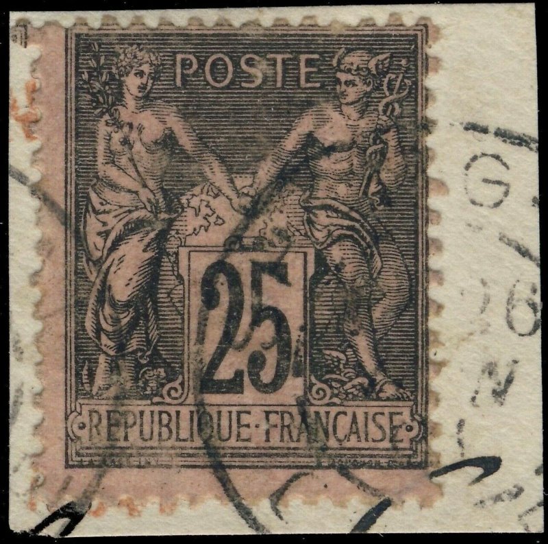 FRANCE - Yv.97 25c noir/rose Sage oblitéré Bureau Français de SHANGHAI, CHINE