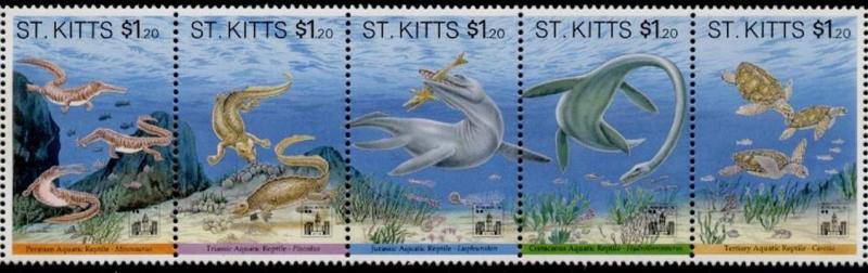 St Kitts 373 MNH Marine Dinosaurs, o/p