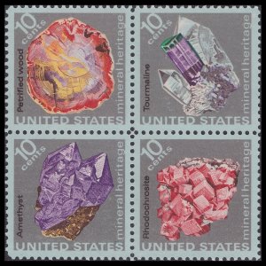 US 1538-1541 1541a Mineral Heritage 10c block A (4 stamps) MNH 1974