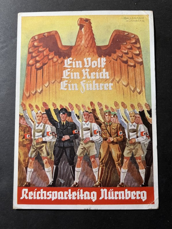 1938 Nazi Germany Postcard Cover Nuremburg to Hannover People Reich Fuhrer