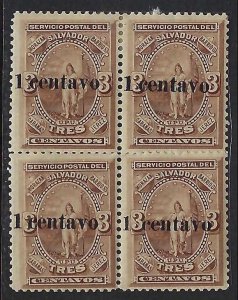El Salvador 25 MNH BLOCK OF 4 W759