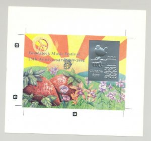 Guyana 1994 Woodstock, Butterflies 1v Silver S/S Proof