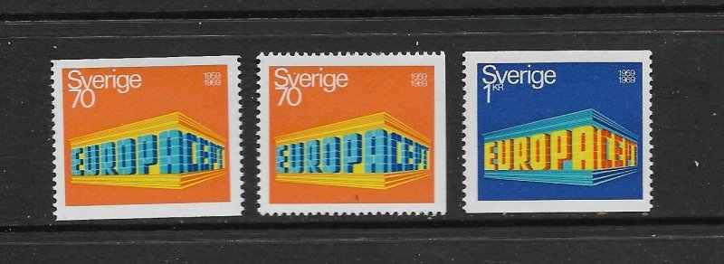 SWEDEN - EUROPA 1969 - SCOTT 814 TO 816 - MNH