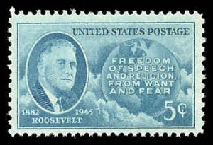 PCBstamps   US # 933 5c FDR & Globe,MNH, (5)