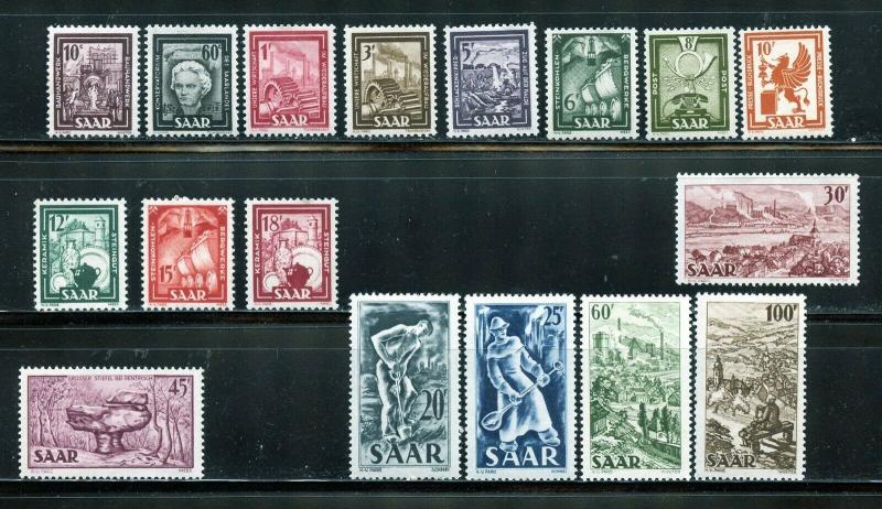 SAAR  SCOTT#204/220  MICHEL #272/88  MINT NEVER HINGED