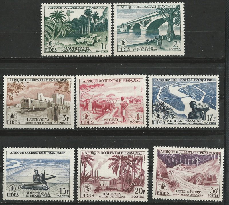 French West Africa # 65-72  FIDES Issue    (8)  Unused VLH