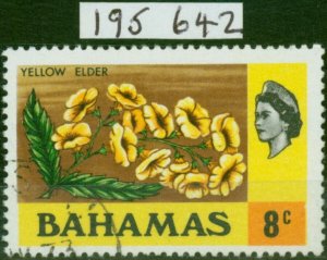 Bahamas 1972 8c Yellow Elder SG396w 'Wmk Crown to Left of CA' V.F.U Royal Cer...