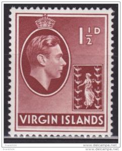 British Virgin Islands 1938, KGVI and the Colony Seal, 1 1/2p, Scott# 78, MLH