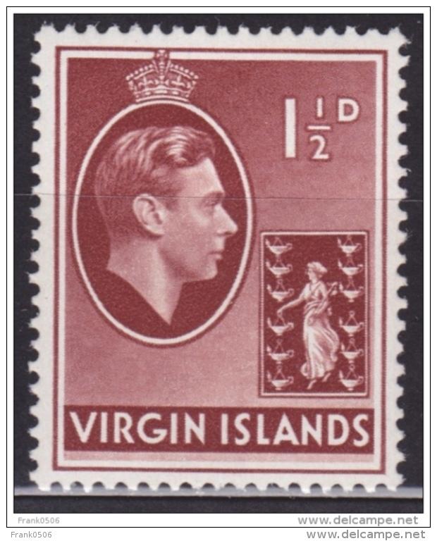 British Virgin Islands 1938, KGVI and the Colony Seal, 1 1/2p, Scott# 78, MLH