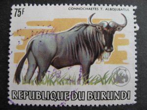 Burundi Sc 600a U World Wildlife Fund WWF overprint, postally used, short perfs 