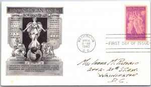 US FIRST DAY COVER PAN AMERICAN UNION ON HENRY DAY LOWRY CACHET 1940