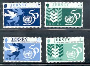 Jersey  Sc 736-9 1995 50 Years United Nations stamp set mint NH