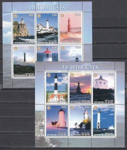 Benin, 2003 Cinderella issue. Lighthouses on 2 sheets of 6.
